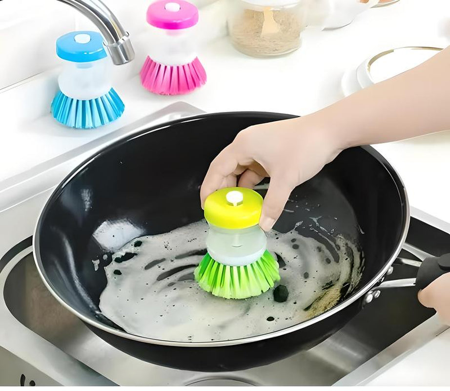 Kitchen Cleaning Brush with Built-In Soap Dispenser 