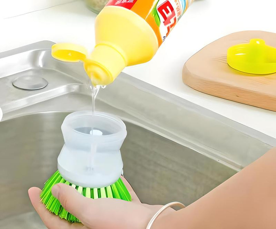 Kitchen Cleaning Brush with Built-In Soap Dispenser 