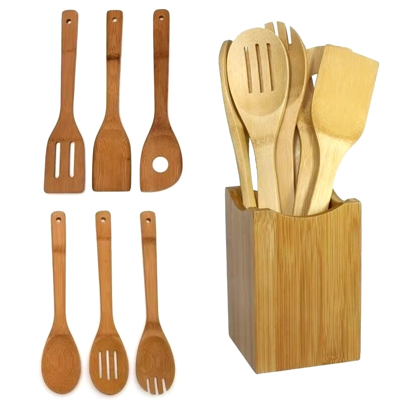 6 Piece Bamboo Cooking Utensils Set 