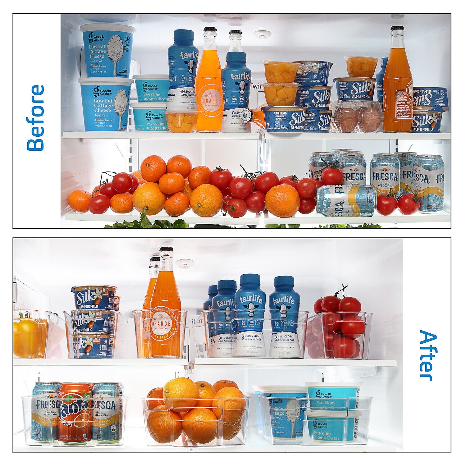 14 PC Refrigerator Organizer Set Clear Storage Bins 