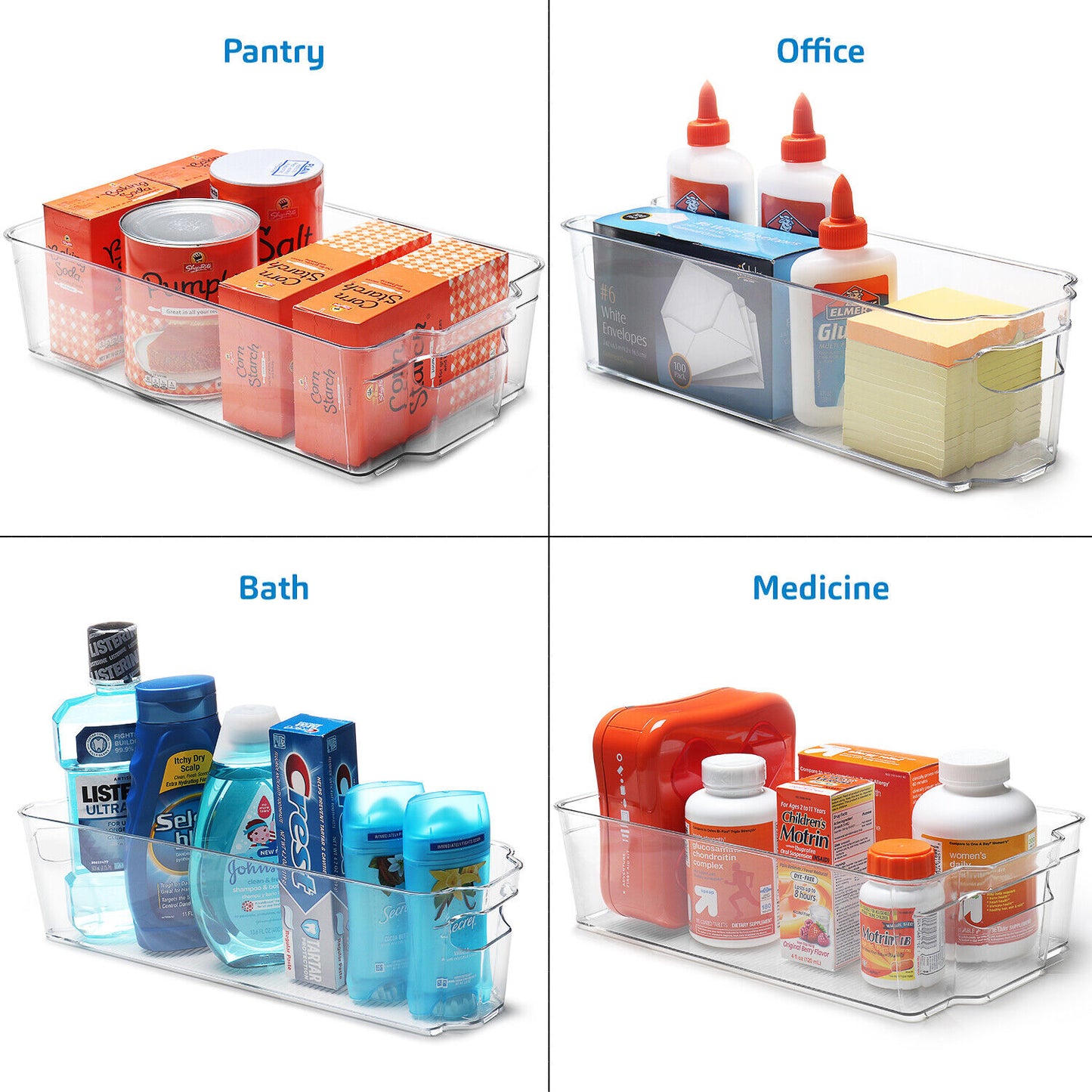 14 PC Refrigerator Organizer Set Clear Storage Bins 